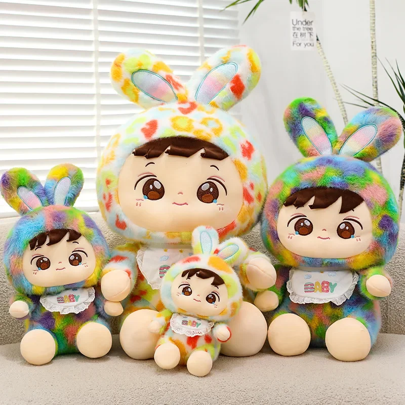 Nouveau grande taille mignon cravate colorant coloré lapin en peluche mignon lapin en peluche oreiller cadeau pour filles enfants anniversaire cadeau de noël