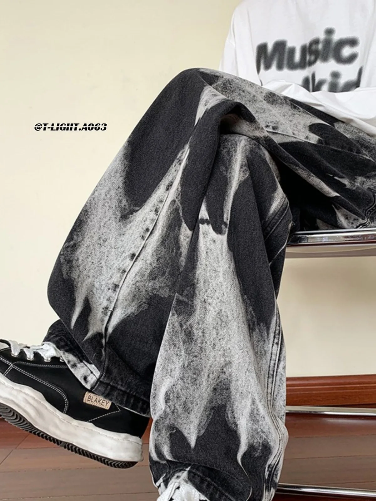 

plus Size 300 Pounds American Retro Tie Dye Men's Jeans Spring Autumn Trendy Design Straight Leg Casual Loose Fit Jeans