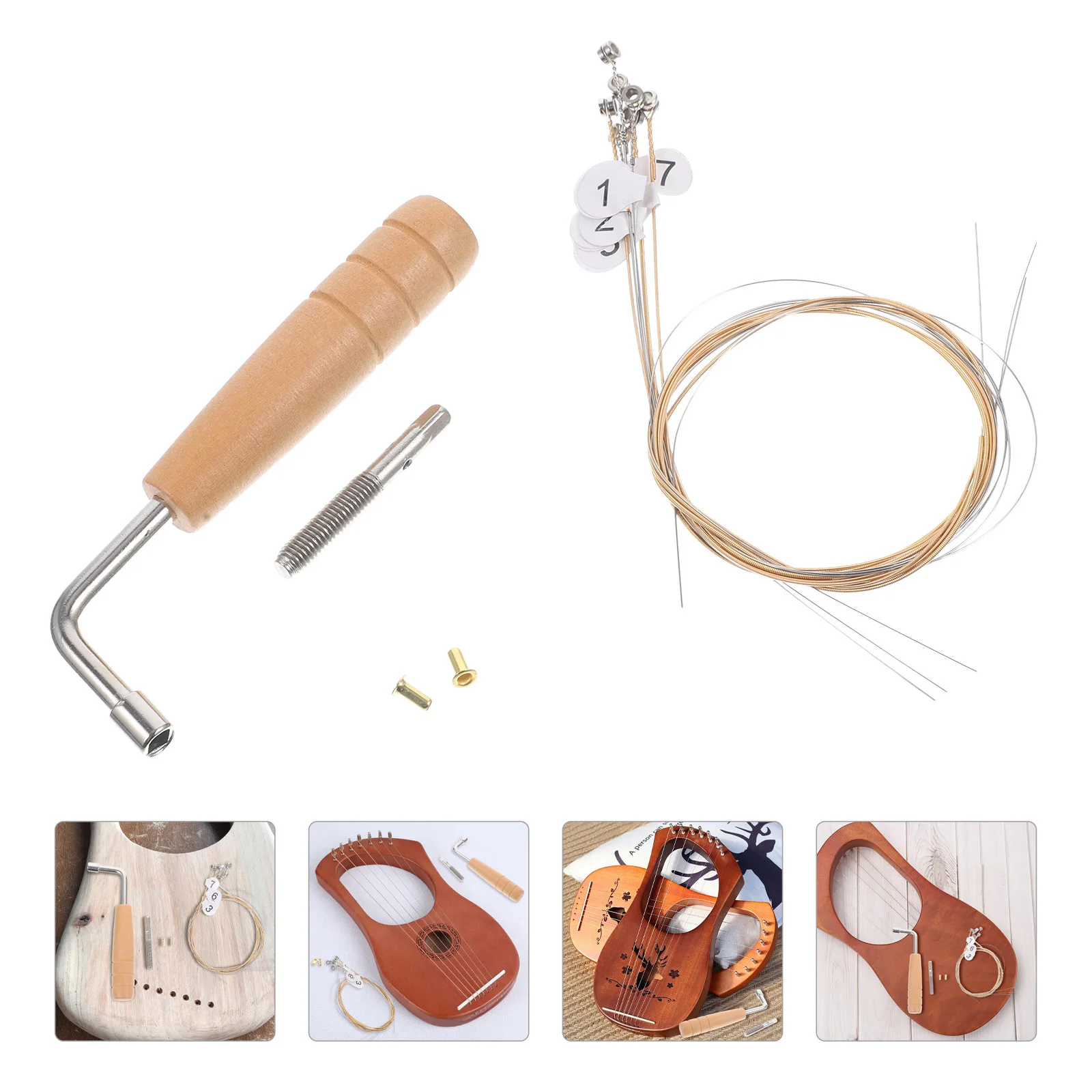 

1Set Lyre Harp Tuning Pegs Strings Durable Steel Professional Replacement Accessories for Lyre Harp Musical Instruments String