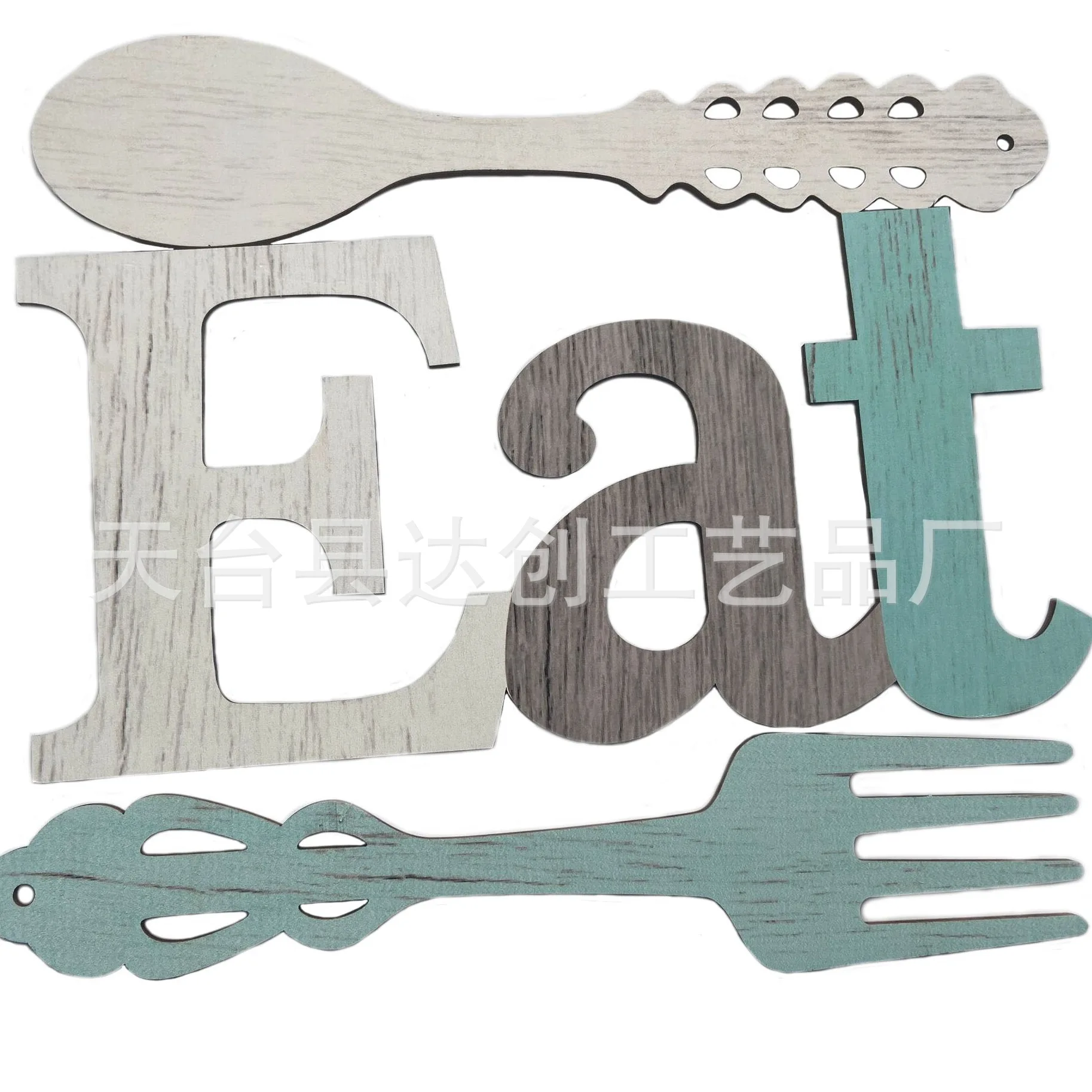 DIY drewniane litery do jednostronnego drukowania EAT łyżka widelec grubość 5mm, zestaw 3 sztuki