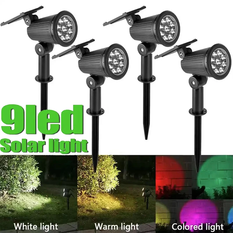 1/2Pcs Solar Powered 9LED Lamp Adjustable Solar Spotlight In-Ground IP65 Waterproof Landscape Wall Light Outdoor Lighting