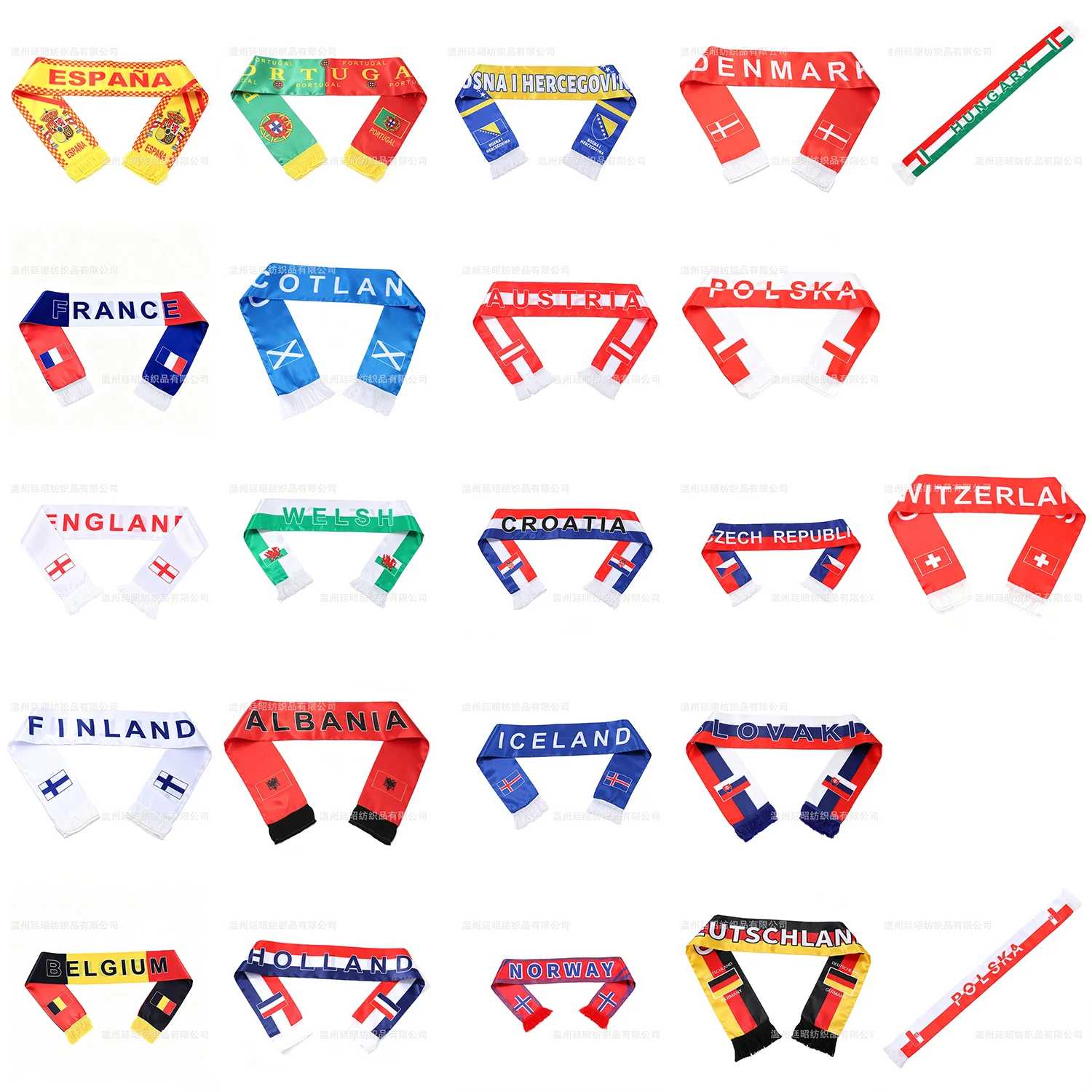 European flags scarf 14x135cm satin fabric - European national flags scarf  for celebrations decoration