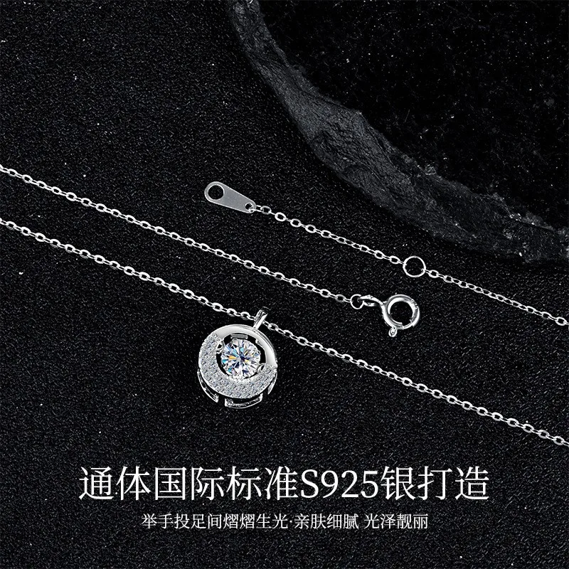 ZFSILVER الموضة العصرية s925 الفضة اللون D الأبيض مويسانيتي الكلاسيكية قطرة مستديرة قلادة جالبة للحظ النساء مجوهرات الحفلات هدية MS-735B