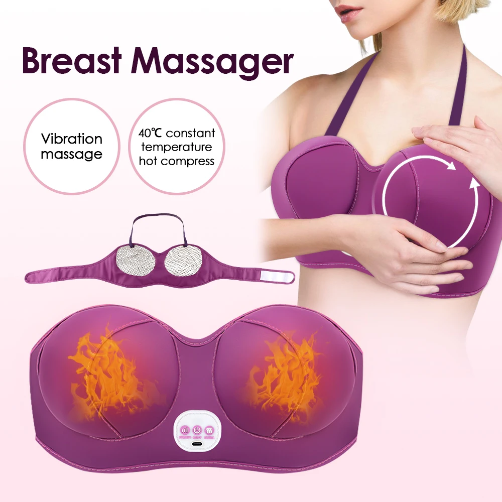 Electric Breast Massage Bra Wireless Heating Vibration Chest Enlargement Breast Massage Machine Chest Enhancer Stimulator Growth