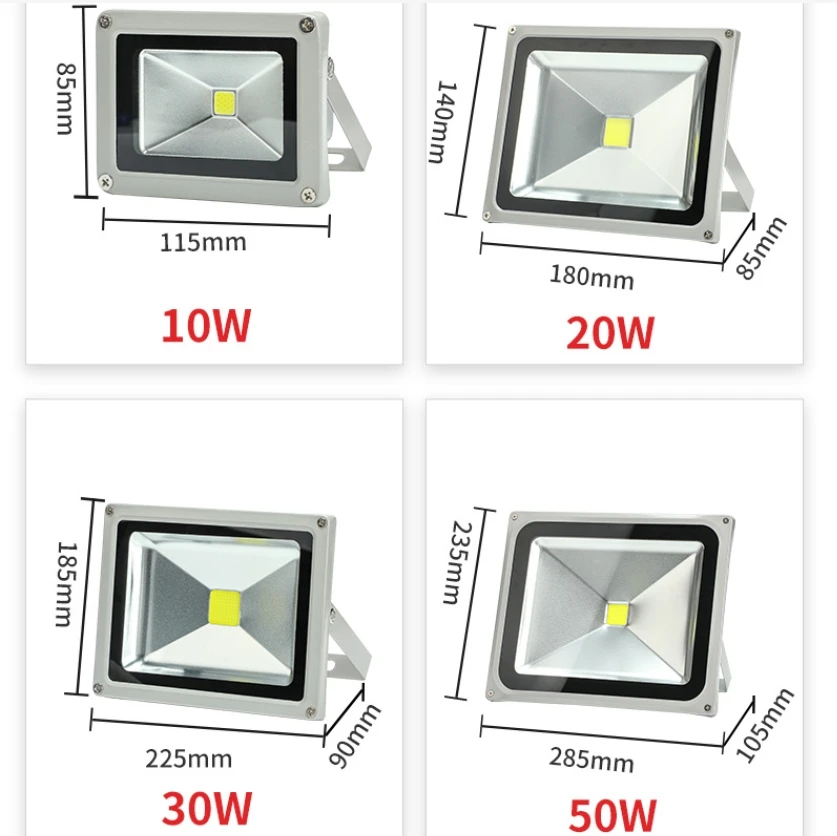 

LED Flood light 10w 20w 30w 50w lamp IP65 Waterproof DC12v Outdoor wall Spotlight Garden landscape 12v-85V Led floodlight