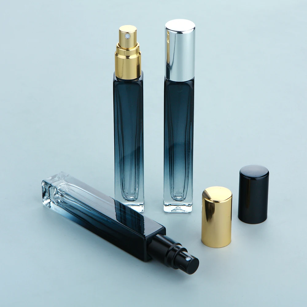 10/20/30Pcs 10ml Thich Glass Perfume Bottle High Quality Square Refillable Perfume Spray Bottles Gradient Blue Man Parfum Bottle