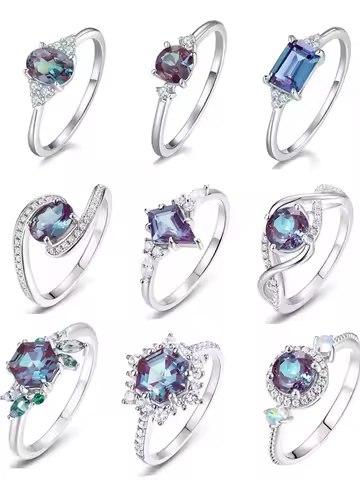 ALLNOEL 925 Sterling Silver Alexandrite Ring For Women Exquisite Style Fashionable Engagement rings Wedding Luxury diamond ring