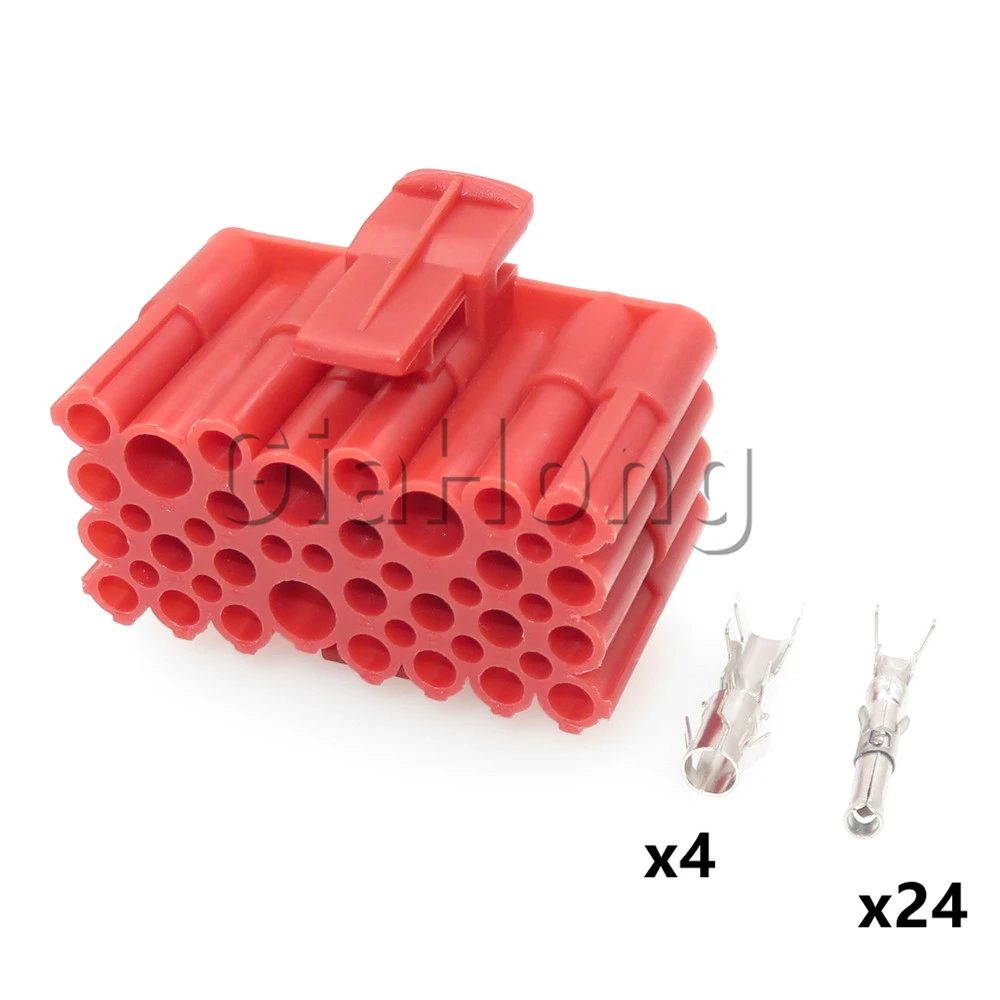 1 Set 28 Ways Car Composite Socket AC Assembly Auto Cable Harness Plug 926673-1 Red Automobile Electrical Connector