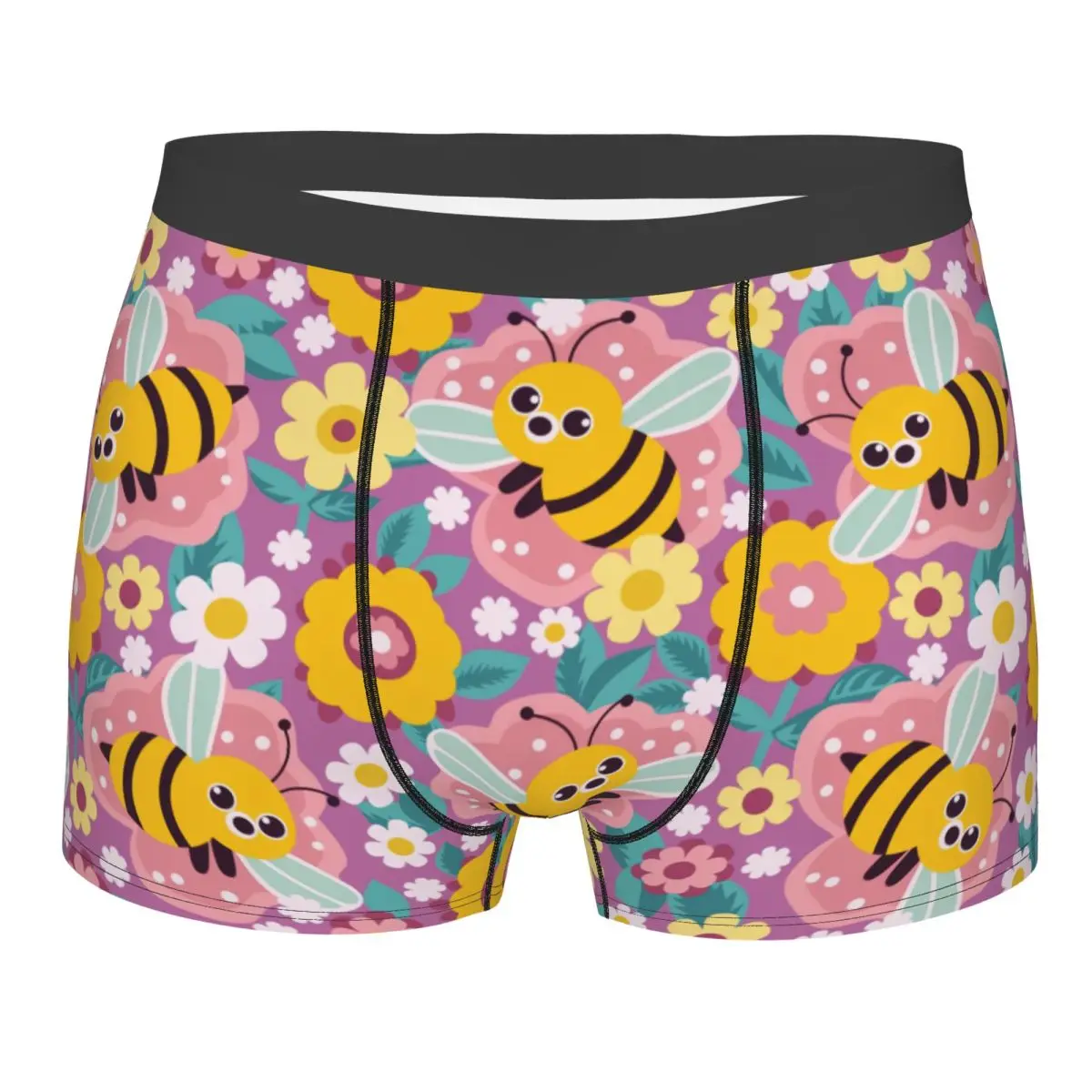 Custom Male Fashion Cute Bees Flower Pattern Underwear Boxer Briefs Men Breathable Shorts Panties Underpants