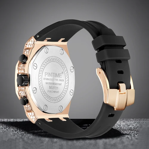 Imagen 2 del producto Relojes PINTIME para hombre, relojes de pulsera de cuarzo con diamantes, reloj de pulsera con cronógrafo luminoso resistente al agua, reloj deportivo para hombre
