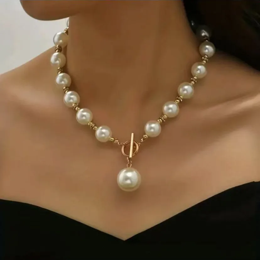 

Luxury Elegant Choker Necklace Korean Baroque Imitation Pearl Jewelry Fashion Wedding Party New Jewelry Gifts