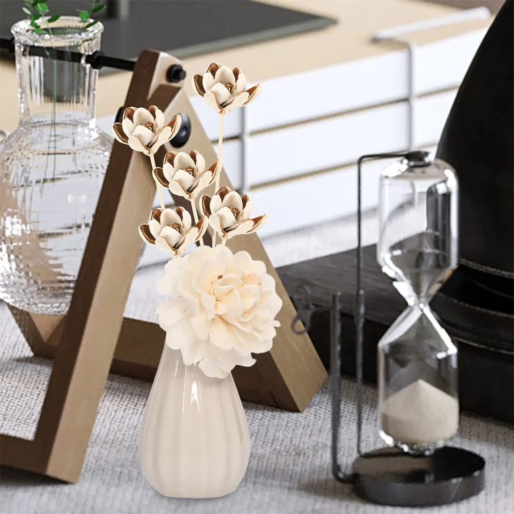 

6pcs Rattan Reed Diffuser Sticks Fragrance Home Aromatherapy Vase Accessories Powder Core Room Perfume Simulated Flower Decor