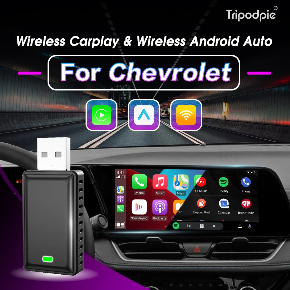 Wireless Android Auto Adapter Wireless CarPlay 2in1 Smart Dongle Play&Plug For Chevrolet Cavalier Cruze Impala Malibu Silverado 