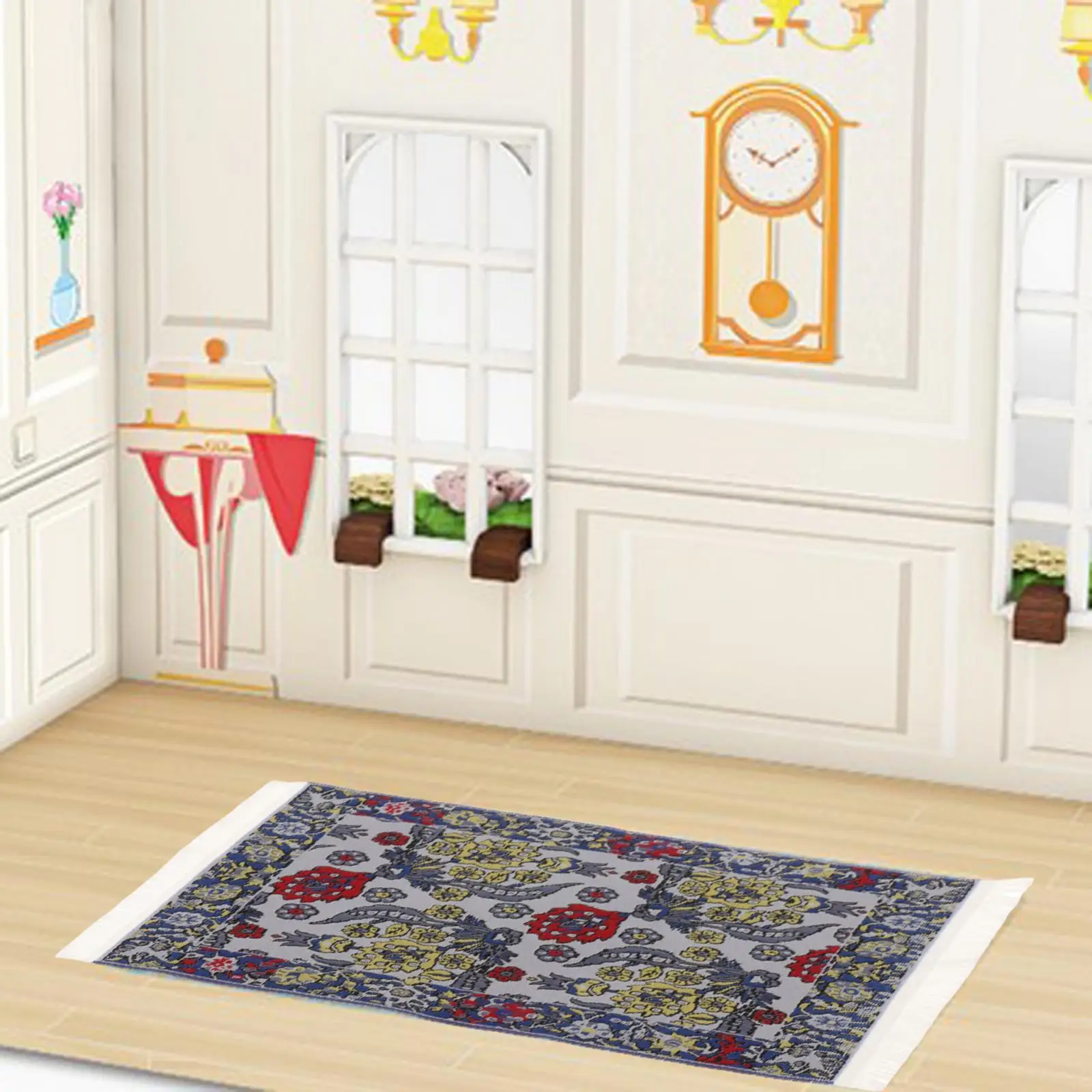 Dollhouse Carpet Simulation Rectangle Doll House Welcome Mat for 1/12 Scale Dollhouse Accessories Scene Furniture Decoration