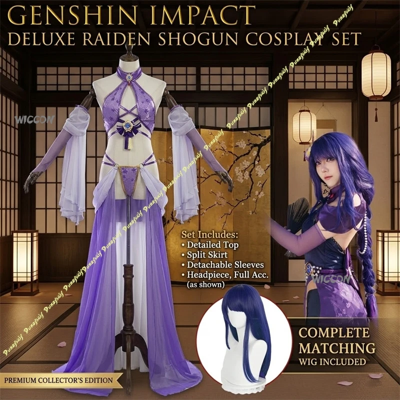 

Genshin Impact Raiden Shogun Dancer Dress Cosplay Costume Anime Game Roleplay Female Halloween Party Performance Wear Sexy Party