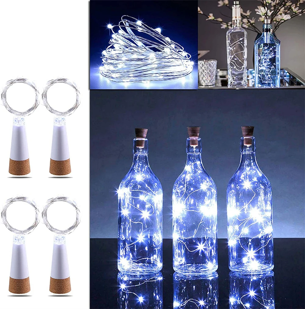 2M 20Leds Wijn Fles Lichten Kurk Usb Oplaadbare Kerst Koperdraad Guirlande Verlichting String Voor Bruiloft Halloween Party decor