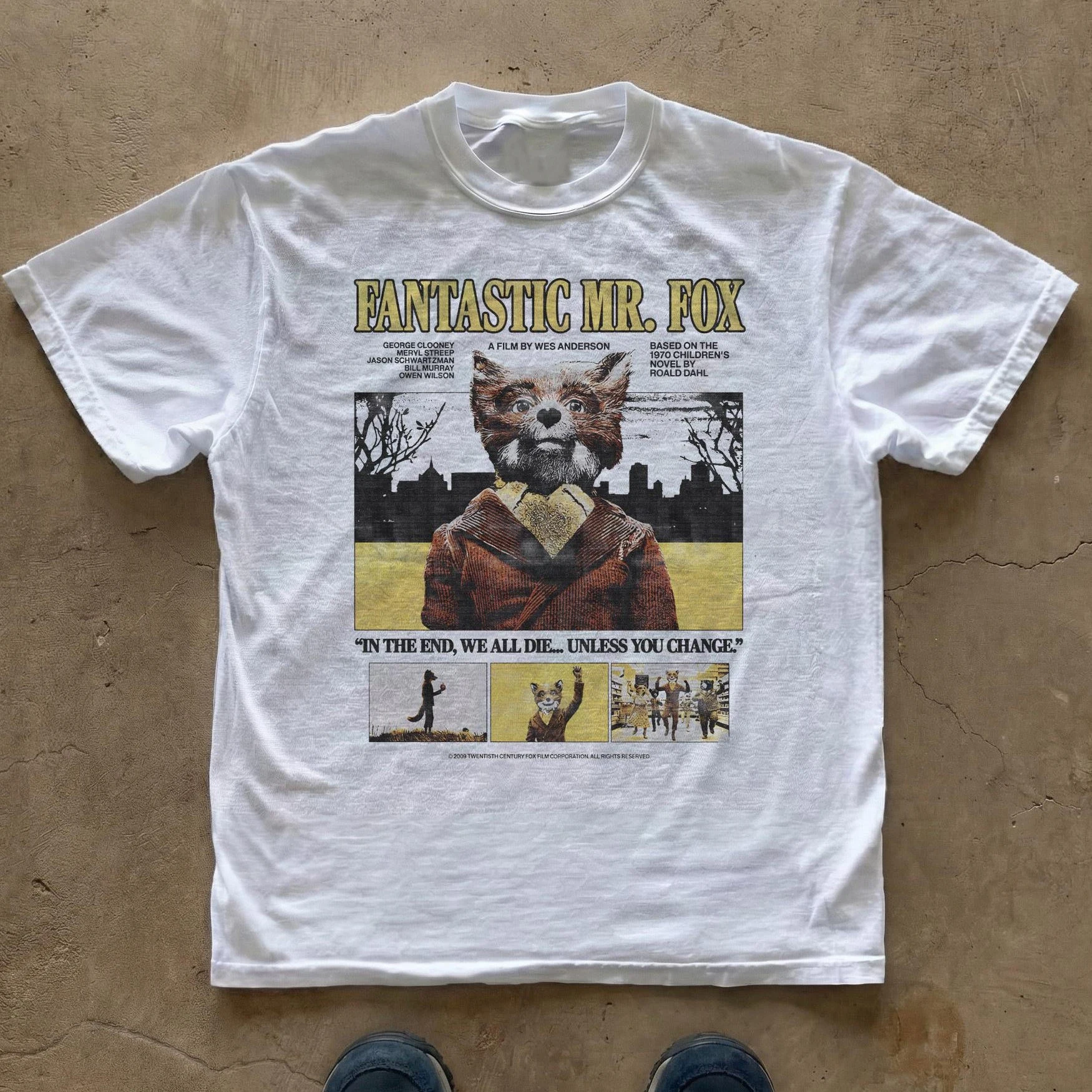 summer Fox Multi Panel Collage Print White T-shirt Retro Frame Graphic Loose Oversized Short Sleeve Vintage Tees