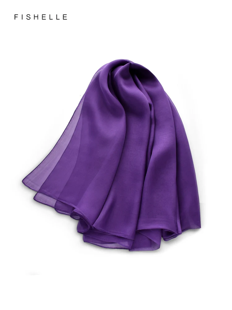 Purple silk chiffon lady long scarf hijab 100% real silk shawl Muslim headscarf women wrap pareo luxury gift bufanda neckerchief