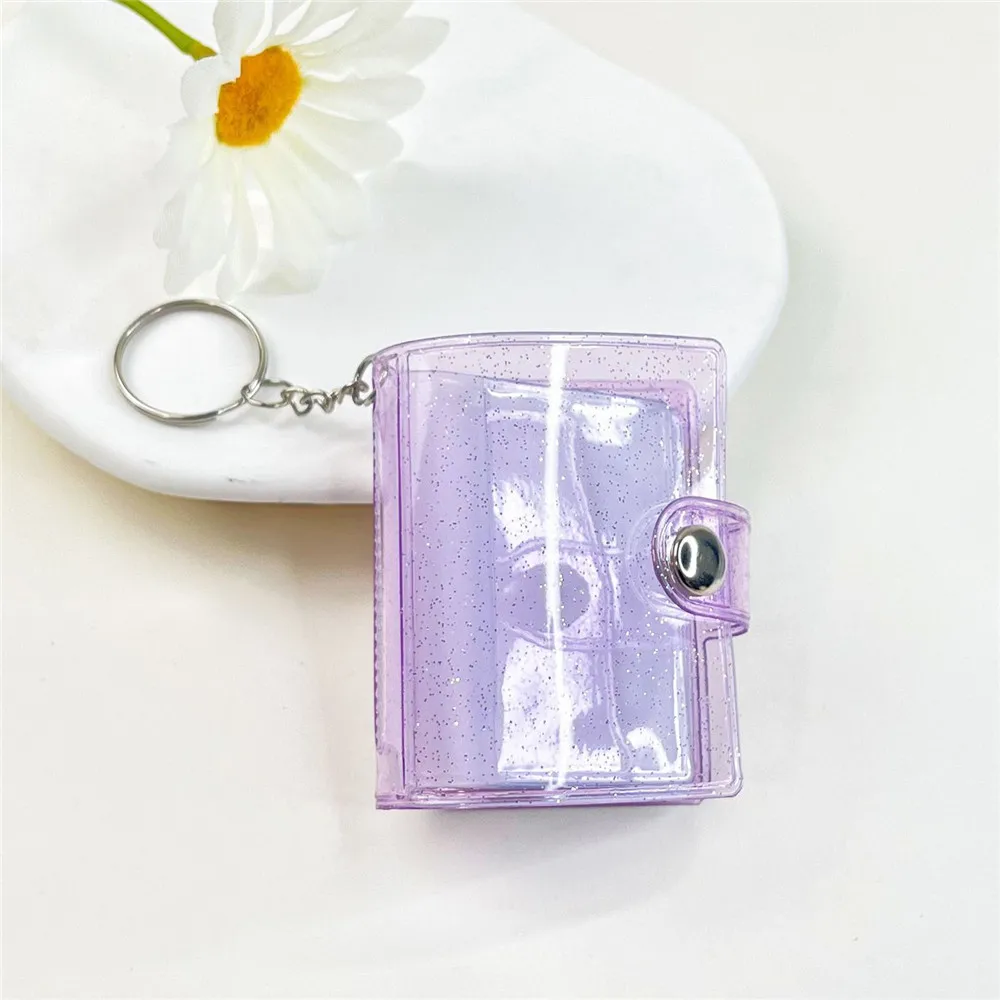 1PC Pockets Portable Key Chain Jewelry Photos Holder 1/2 Inch Mini Photo Albums For Photos Cards Small Album Book Card Holder