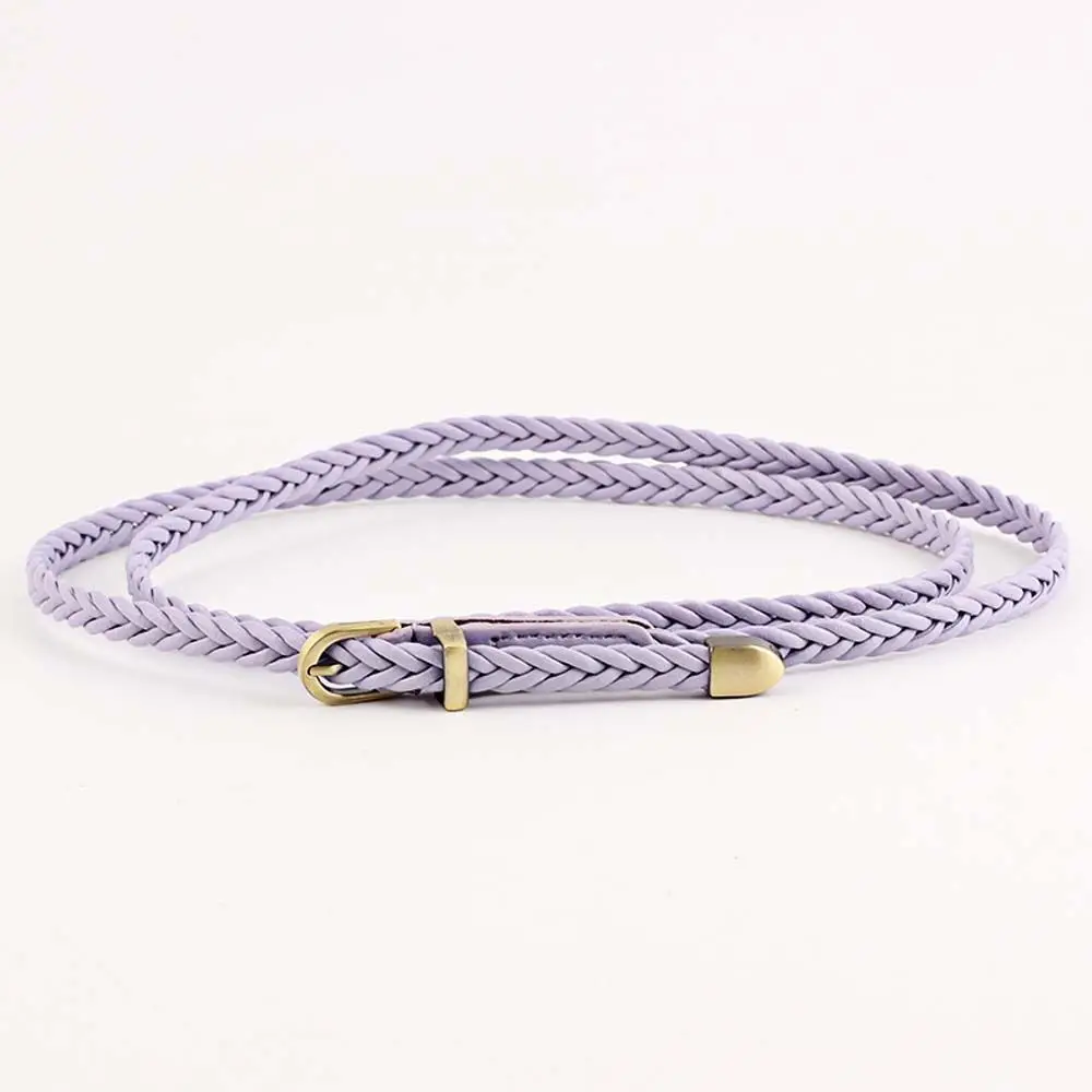Thin Hand-woven Female Girls Casual Braided Belts Waist Belt Waistband Pin Buckle
