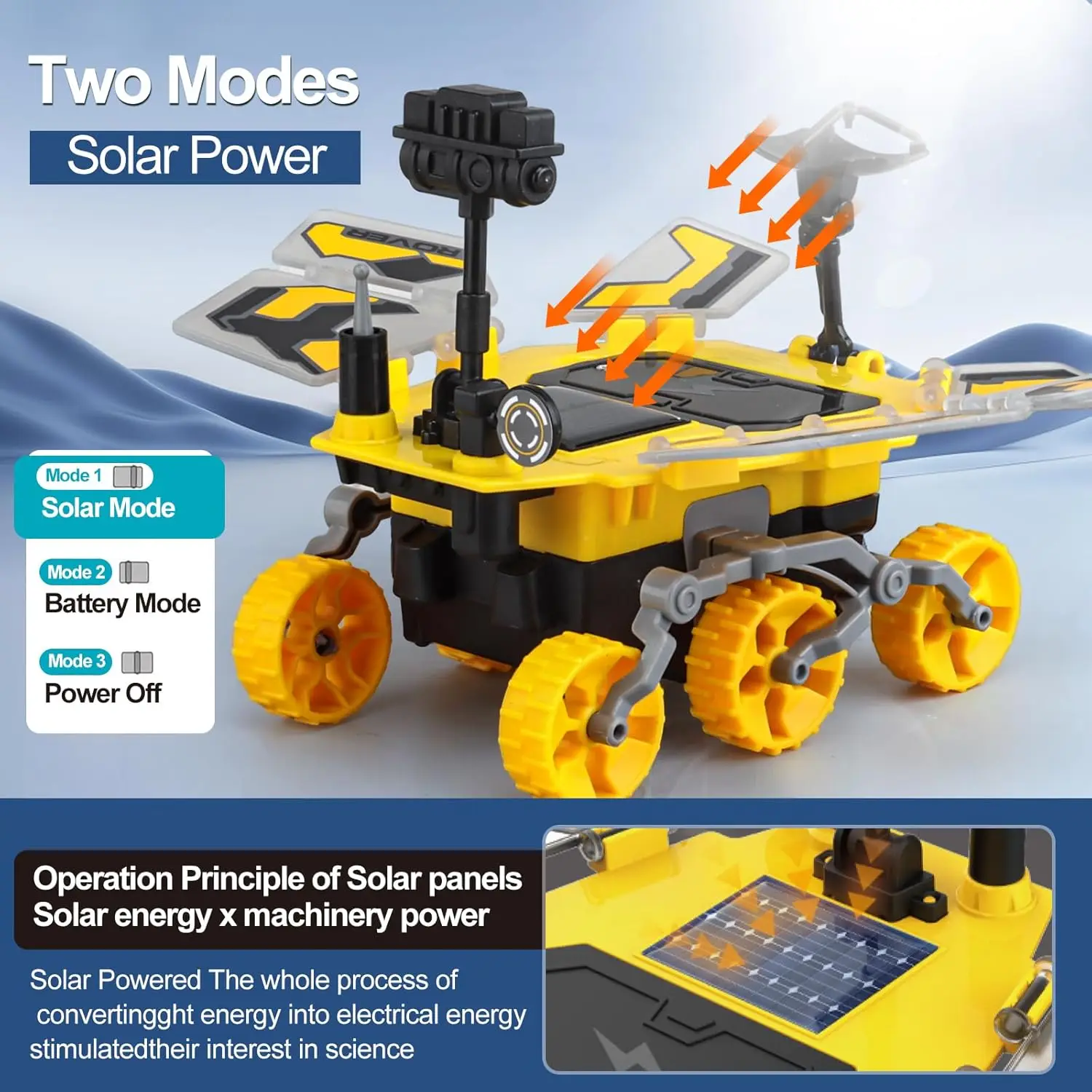 Mars Rover STEM juguetes educativos de energía Solar para niños, juguetes espaciales, Kit de ciencia DIY con 2 modos de energía como regalos de cumpleaños para niños