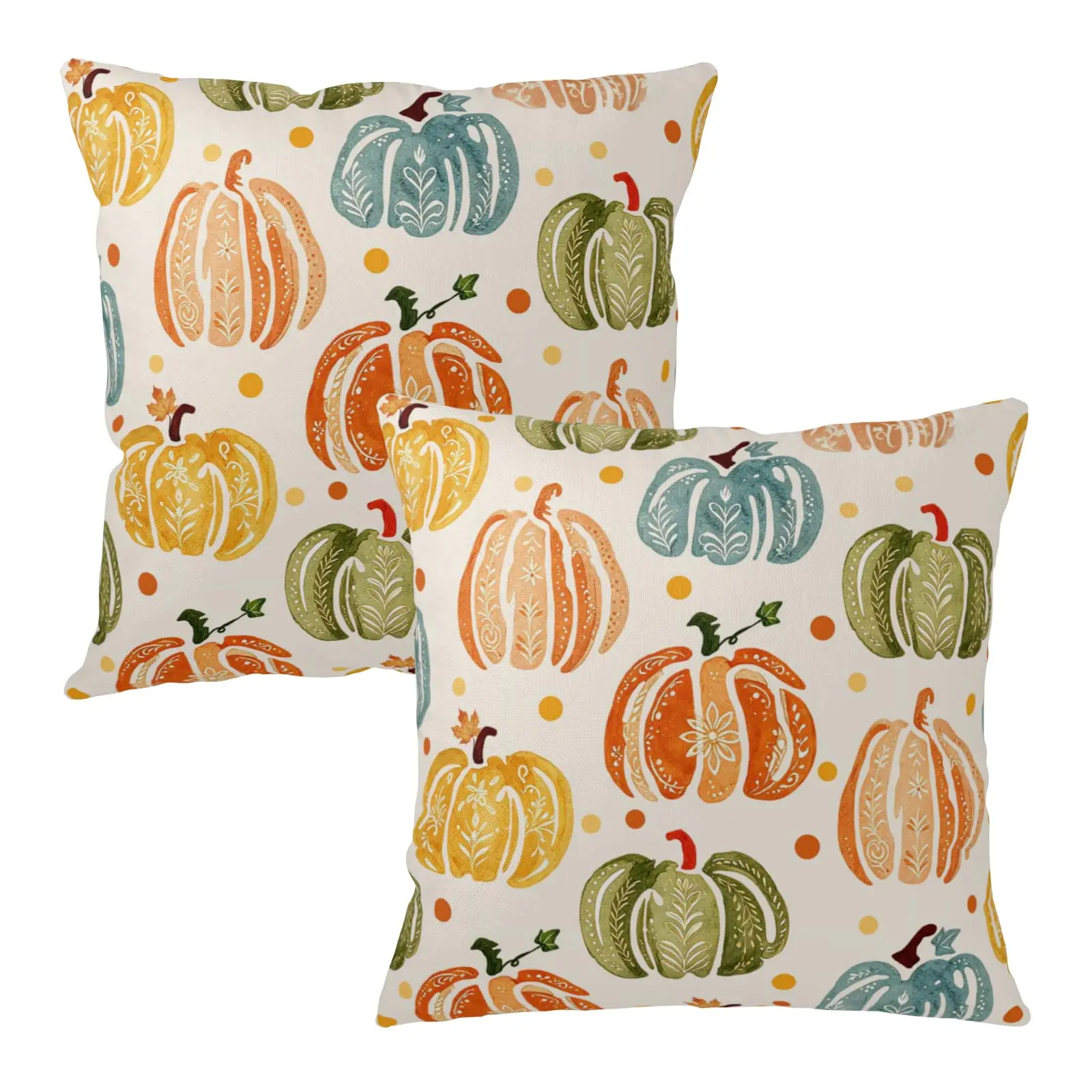 Fall Pillow Covers Colorful Pumpkin Pattern Decorative Throw Pillow Covers Set of 2 Autumn Thanksgiving Pillowcases for Couch