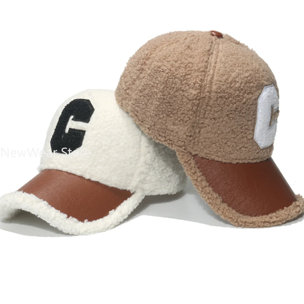 New Winter Caps Letter Embroidery Lamb Wool Baseball Cap Teddy Cashmere Warm Capss