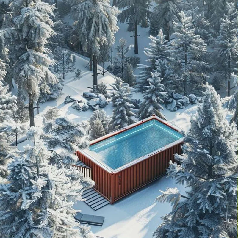 20ft الألياف الزجاجية فوق الأرض حاوية المنزل حمام سباحة مع نافذة 18ft 40ft الجاهزة في الهواء الطلق الحاويات حمام سباحة