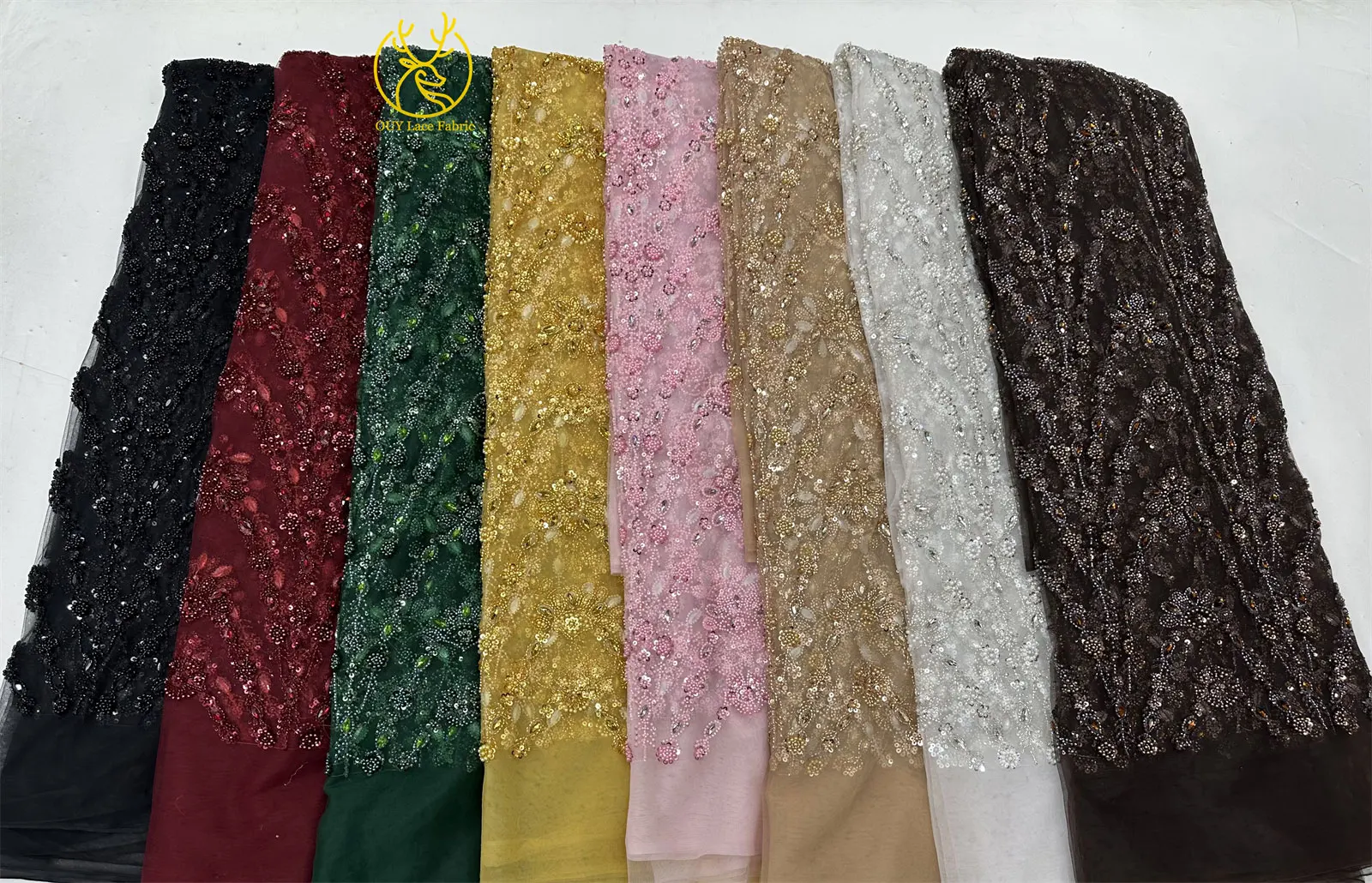 Neueste Afrikanische Luxus-Steinspitze 2026, 5 Yards Hochwertiger Französischer Perlen-Pailletten-Spitzenstoff für Nigerianische Hochzeitskleider – Detail 2