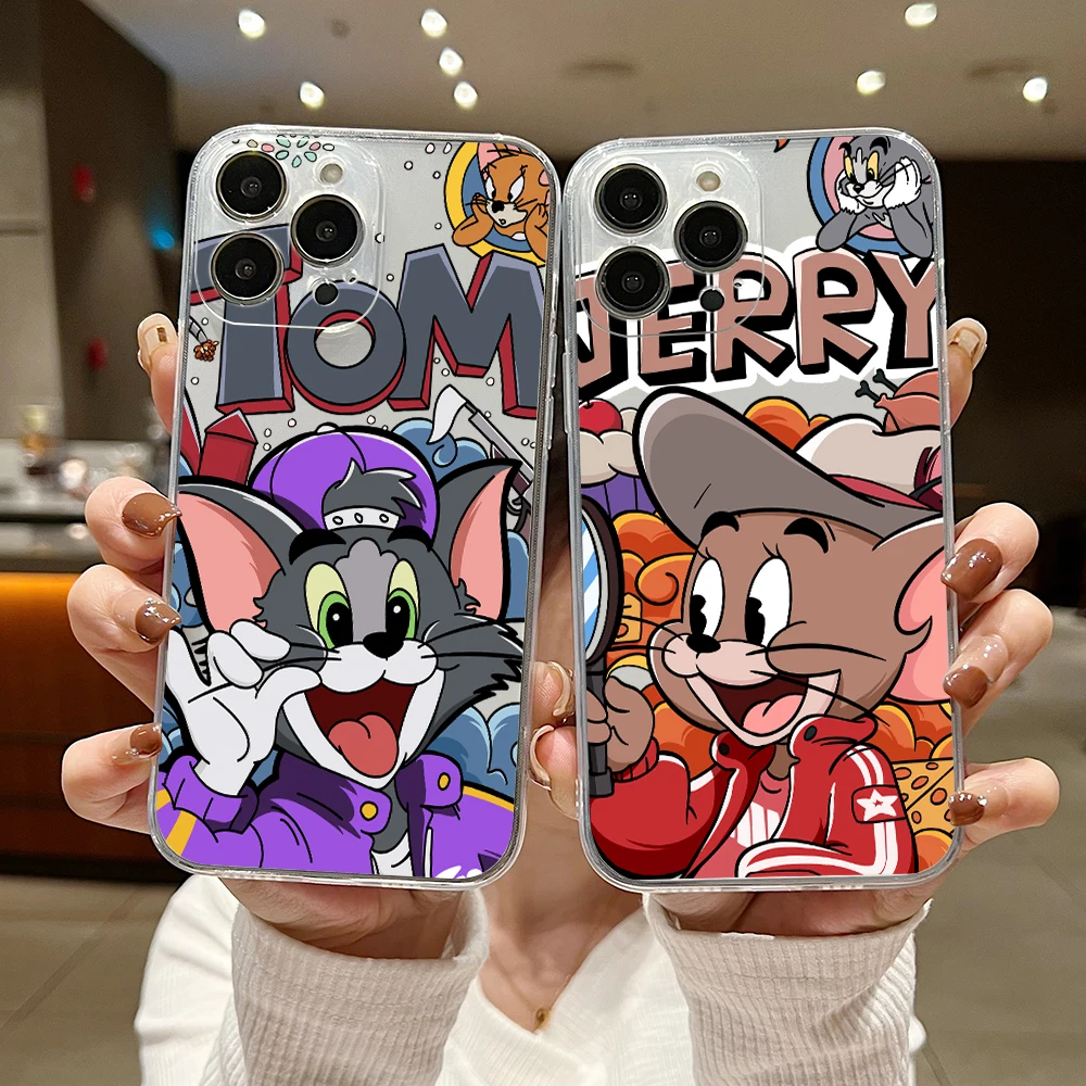 Cartoon toms Jerrys Phone Case For iphone 15 14 13 12 11 XS Pro Max Mini X XR 6 7 8 Plus SE 2020 Soft Silicone Transparent Capa