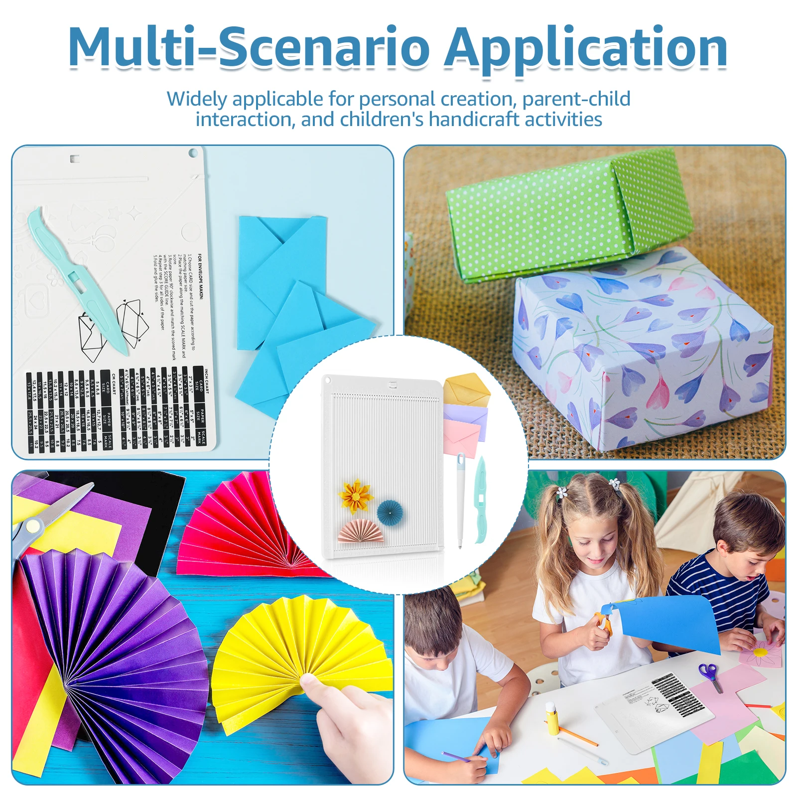 Mini Score Board for Paper Craft 6.4 x 8.5'' Multipurpose Scoring Board with Bone Folder for Envelope Box Card Photo Making Tool - view 6