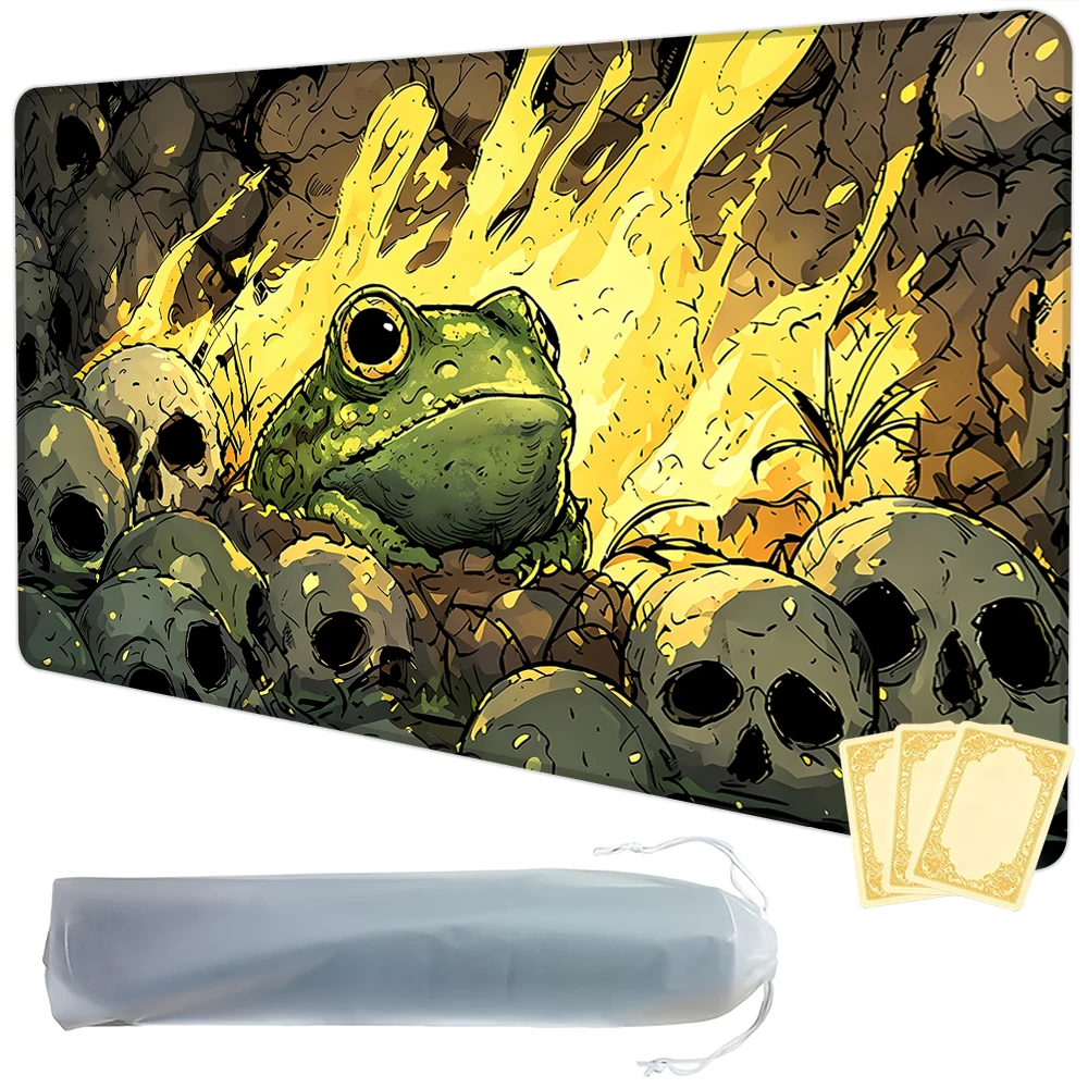 Mysterious Skull Frog TCG Playmat Magic Playmat Gathering Gaming Mat with Stitched Edge Anti-slip base 60X35cm Trading Card Game