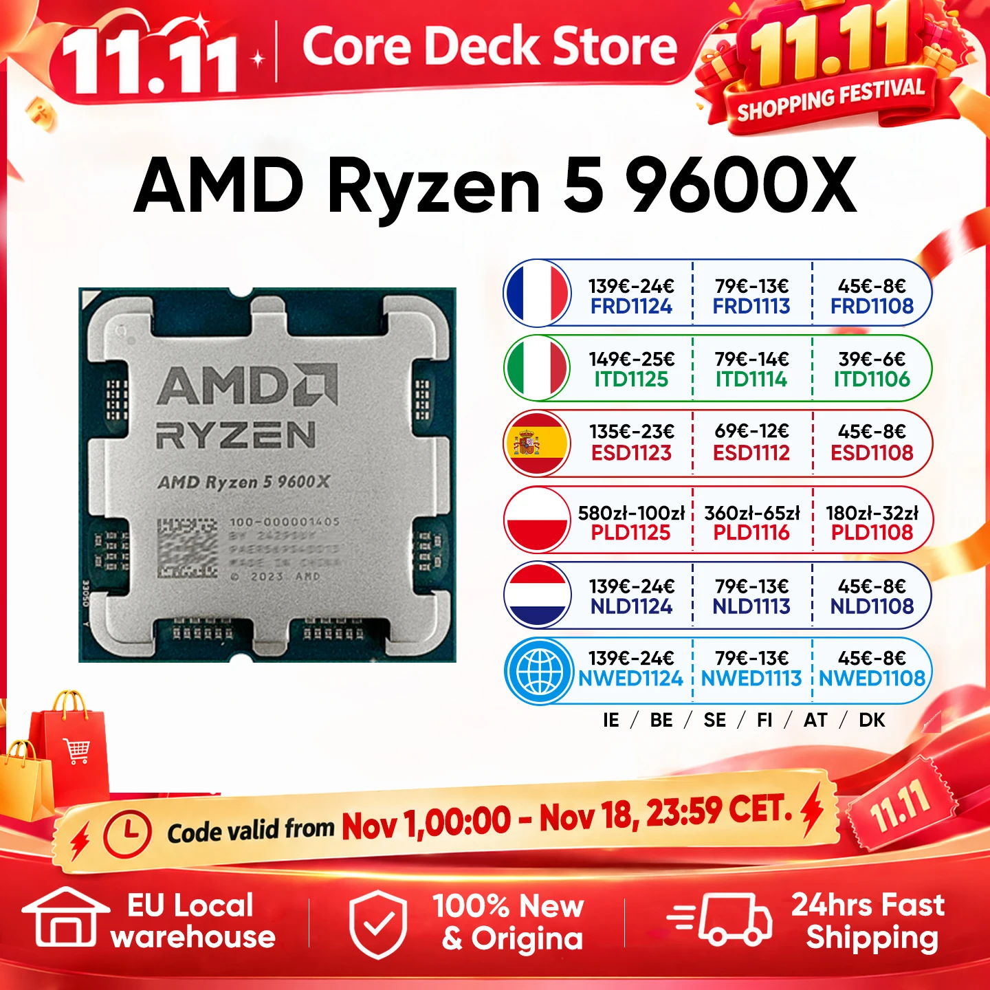 (Start od 1 Listopada) Procesor AMD Ryzen 5 9600X – 133,98€