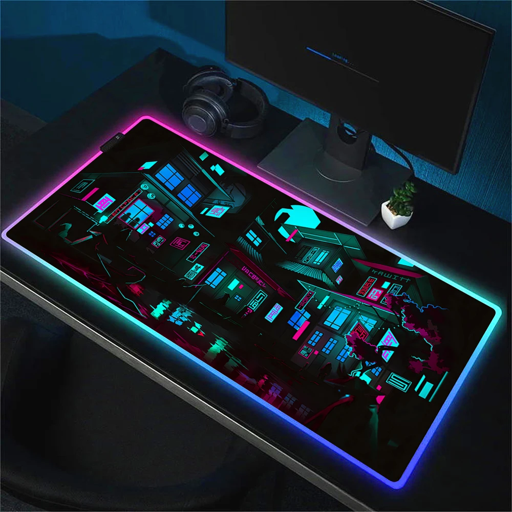 Imagem -05 - Rgb Led Mouse Pad com Led Retroiluminado Antiderrapante Gaming Mouse Mat Rubber Art Mousepad Grande Lâmpada de Neon Computer Desk Mat Teclado xl