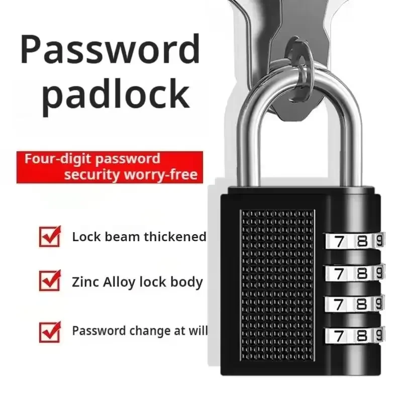 4 Digit  Code Lock Anti Theft Combination Padlock Black Security Hardware For Luggage Gym Locker Outdoor Storage Protection