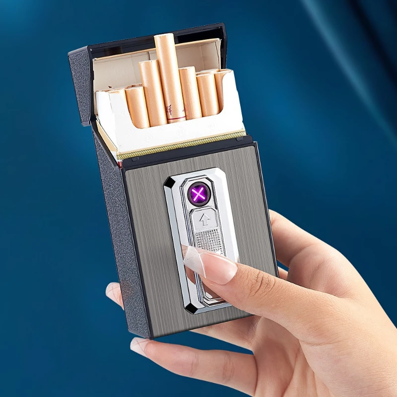 20 Thick Double Arc Pulse USB Charging Lighter Waterproof Moisture Resistant Cigarette Case for Outdoor Smoking Use Best Seller