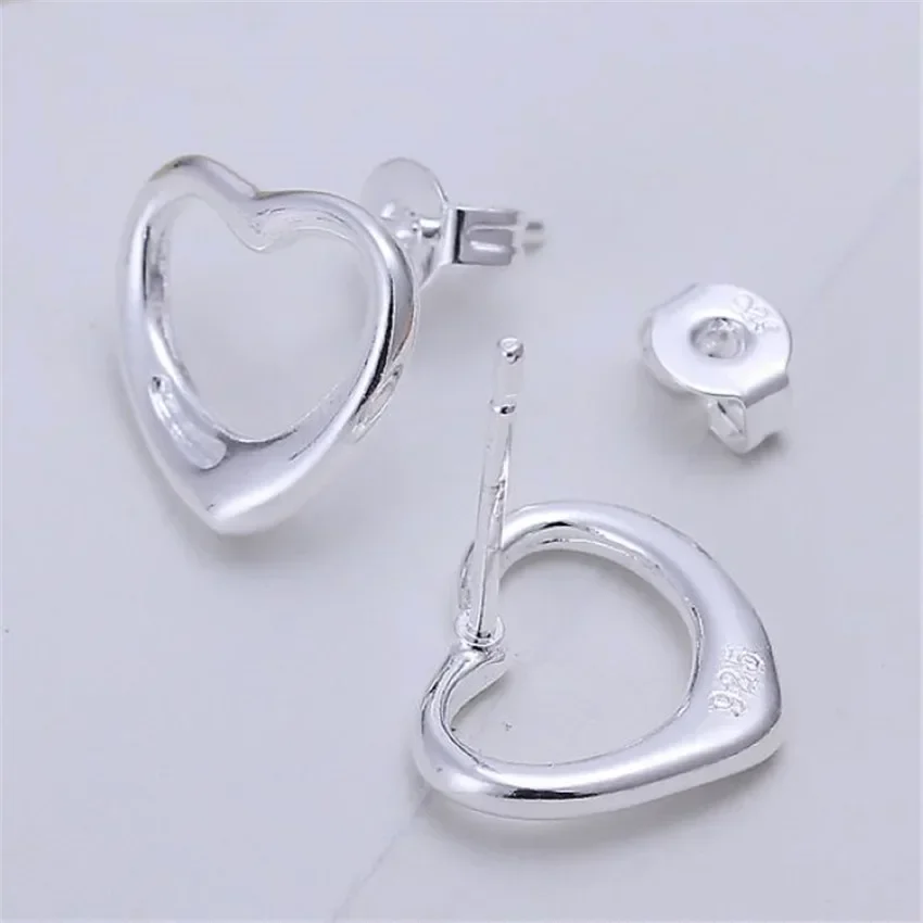 925 Sterling Silver Earrings temperament Women Exquisite heart Ear studs Christmas Gifts Street all-match Jewelry
