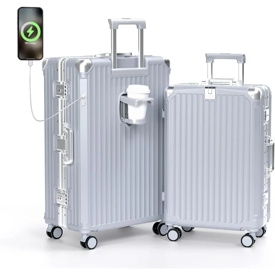 Zipperless Luggage Set 2 Pieces Hard Shell No Zipper Suitcase Sets