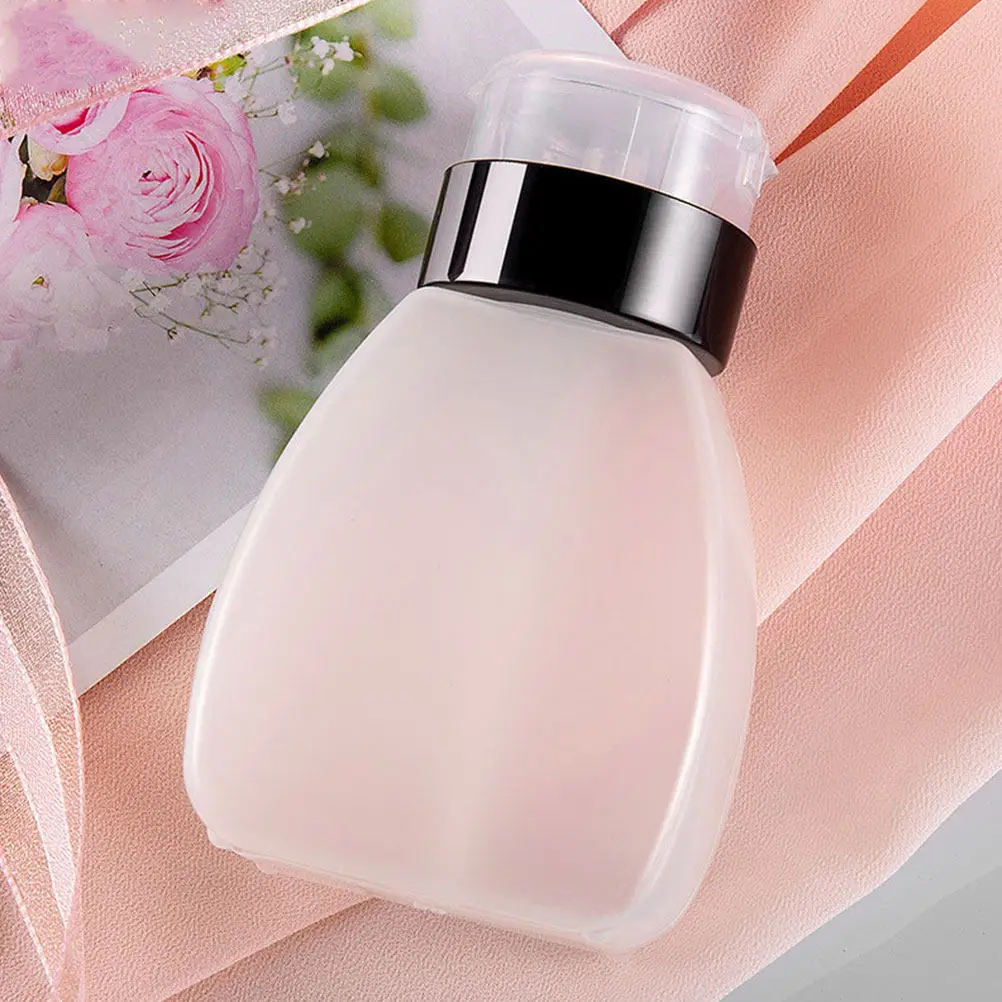 

4Pcs Nail Polish Remover Press Bottles Empty Pump Bottles Manicure Liquid Dispensers Portable Refillable Plastic Containers