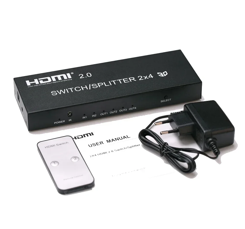 HDMI 2.0 4k 60hz 1x2 1x4 2x4 HDMI Switch Splitter 3D Video Converter for PS3 PS4 Computer Laptop PC To 2 3 4 Multiple TV Monitor