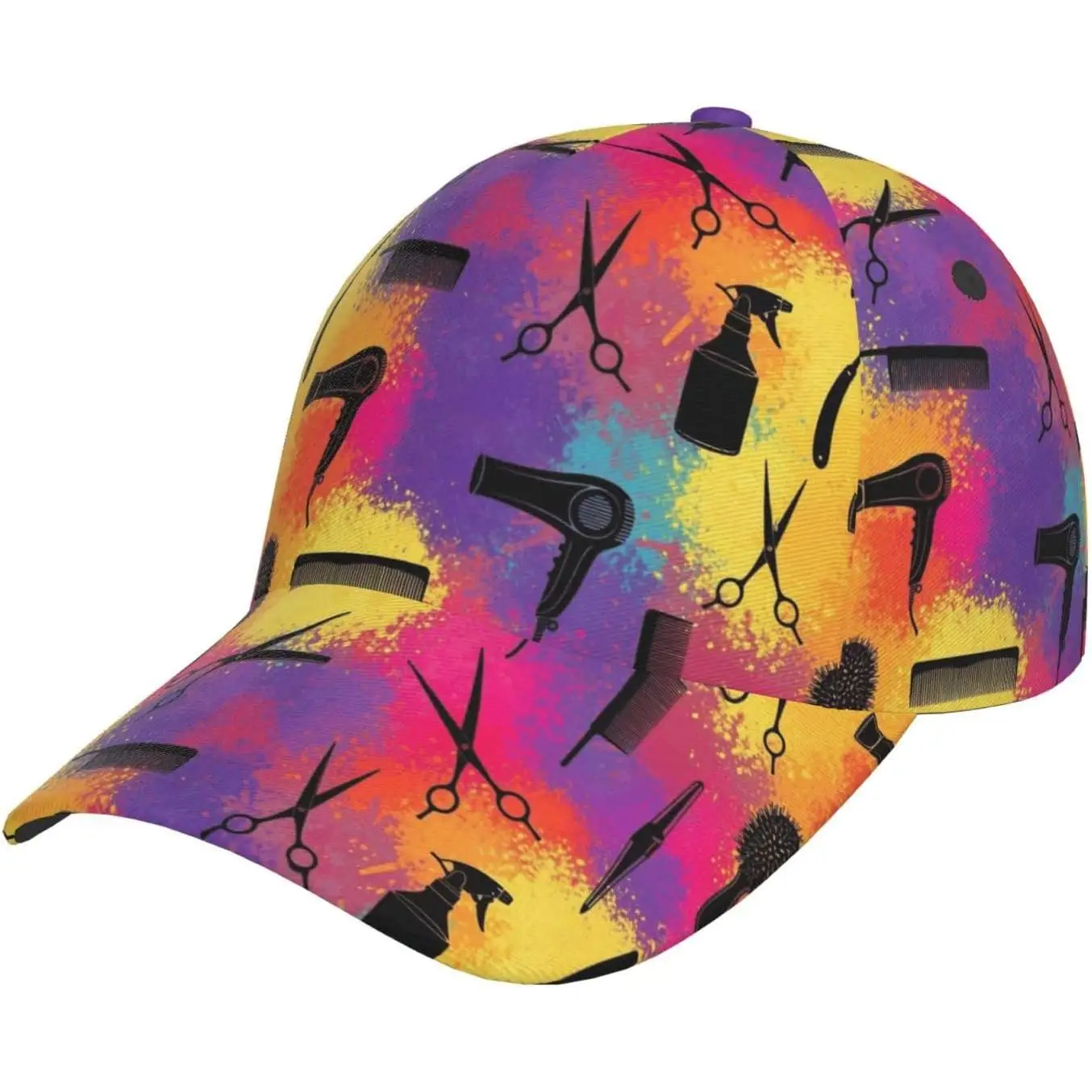 Vibrant Salon Tool Pattern Baseball Cap Baseball Cap Unisex Trucker Hat for Women Men Adjustable Dad Hats