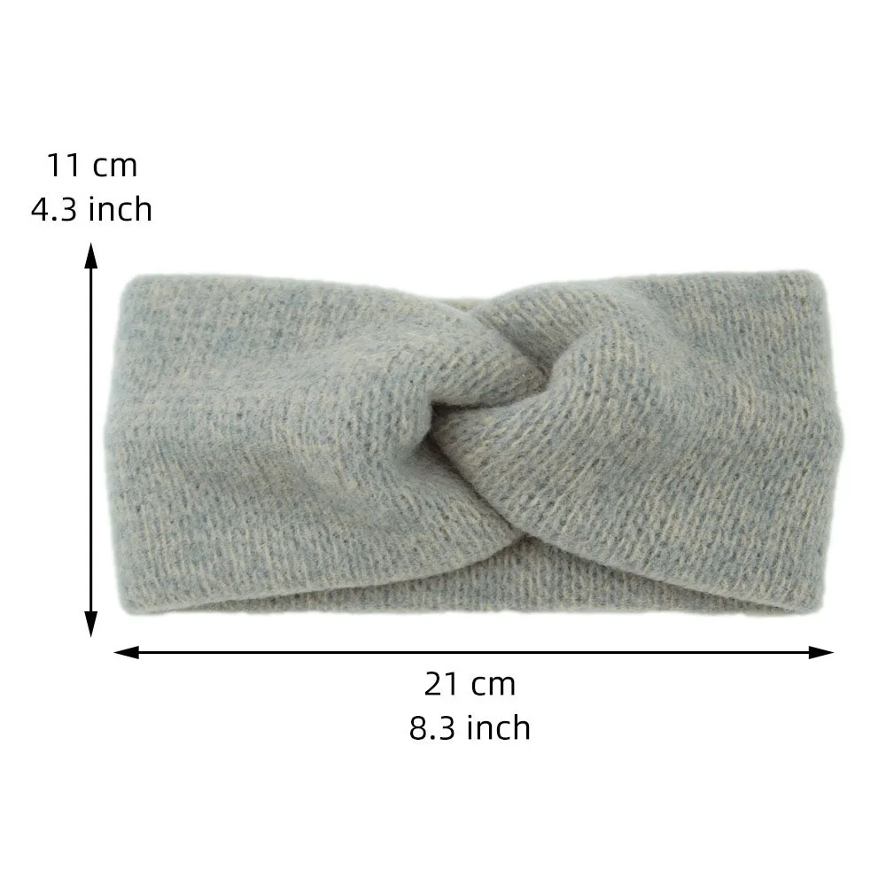 New Wool Knitting Cross Wide Headbands Winter Ear Warmer Soft Elastic Mohair Headwrap Turban For Women Girl Hair Accessories