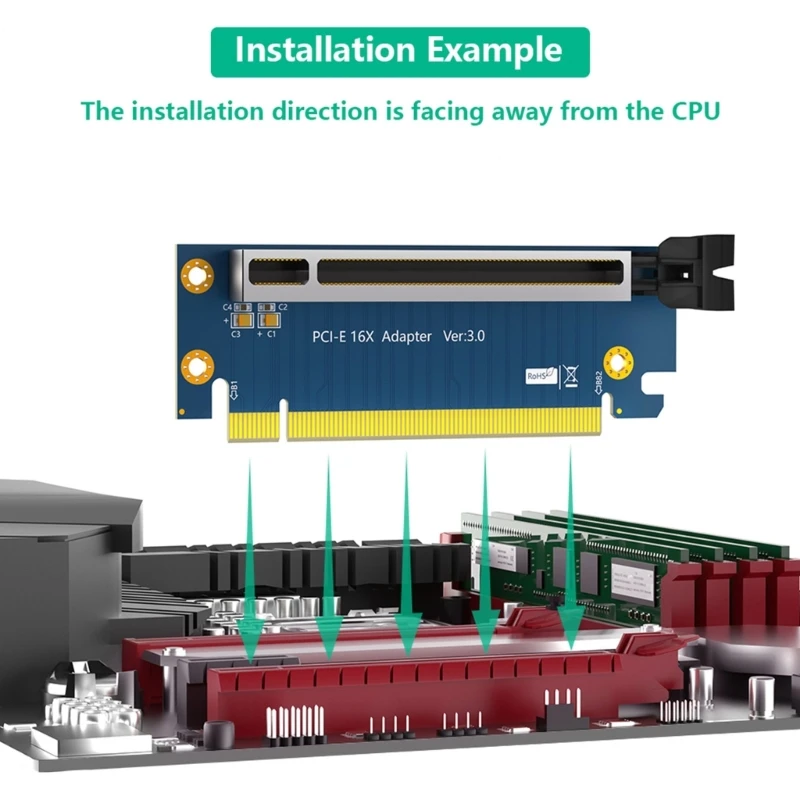 Pcie 16X بطاقة الناهضون Pcie 16X تمديد كابل 90 درجة الزاوية اليمنى الناهضون محول