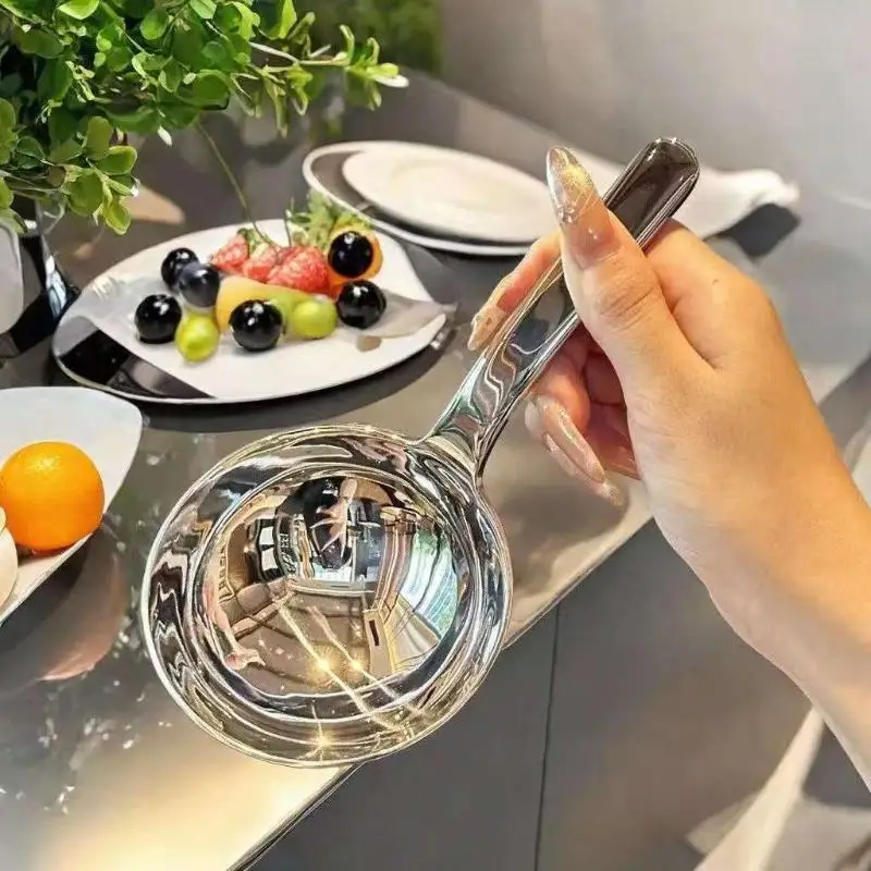 Stainless Steel Short Handle Large Round Soup Spoon Deepen Tablespoons Soup Ladle Kitchen Tableware Cooking Utensils【Homeclub】