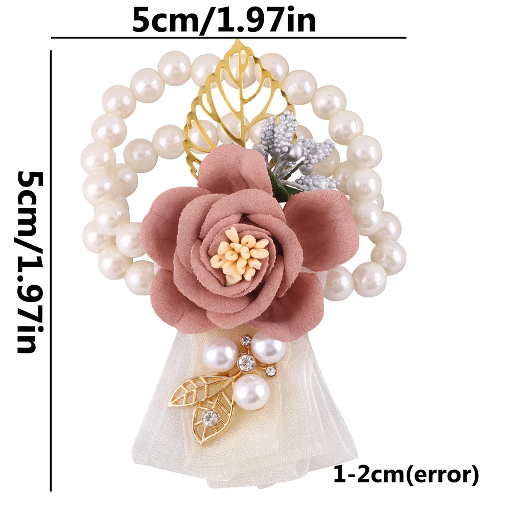 진주 손목 코사지 웨딩 손목 꽃 신부 들러리 무도회 신부 꽃 팔찌 손목띠