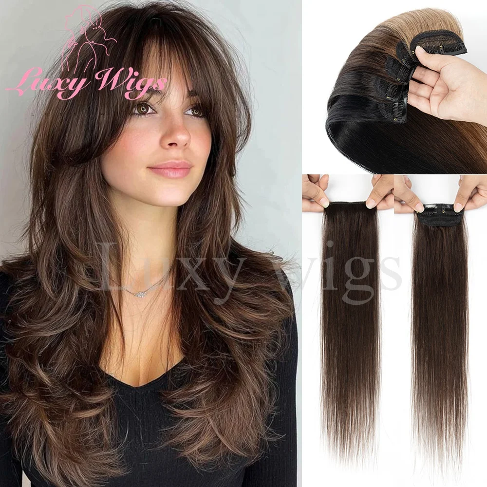 

5 шт., заколки для наращивания коротких волос, настоящие человеческие волосы, невидимые мини-короткие заколки для женщин, коричневые, светлые заколки для волос