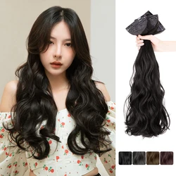 Synthetische 3 Stks/set Clip In Hair Extensions Lange Golvende Dikke Haarstukken Voor Vrouwen Volledige Hoofd Haarstukken Natuurlijke Nep Haren