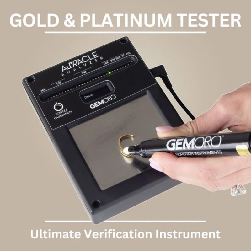 Gemoro AuRACLE Analyzer Gold & Platinum Tester Instant LED Karat Reading with Pen Probe File Adapter for Gold Platinum 6K to 24K