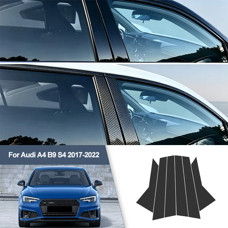 For Audi A4 B9 S4 2017-2022  B/C Pillar Post Stickers PC Window Middle Pillar Trim Decorative Car Exterior Protect Parts