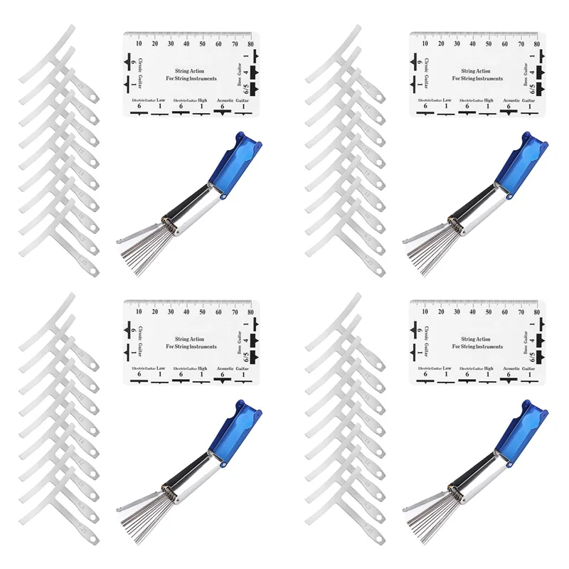 

FSTE-36Pcs Understring Radius Gauge + String Action Ruler Gauge Tool + Guitar Bridge Saddle Nut Files Set Guitar Repair Tool